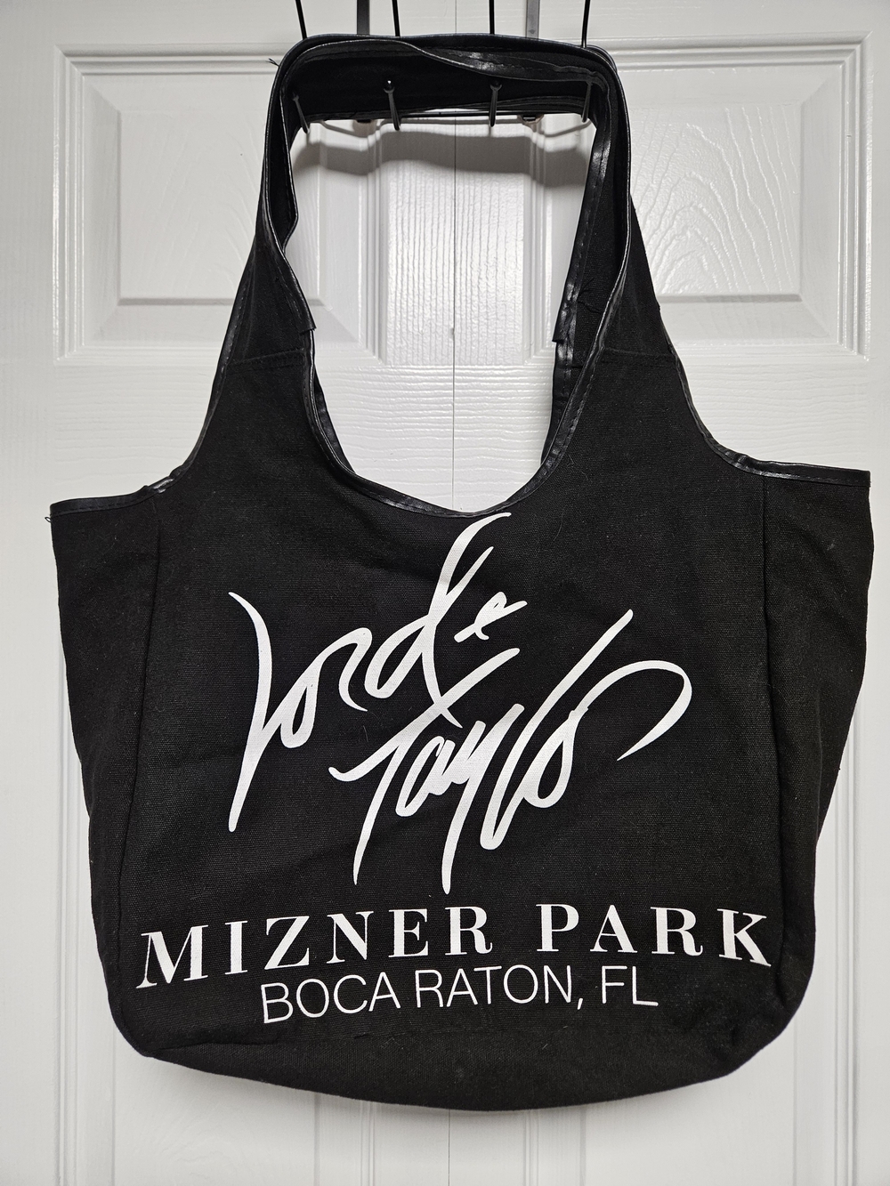 Mizner Park Boca Raton Black Canvas Tote Classy Everyday Reusable Bag